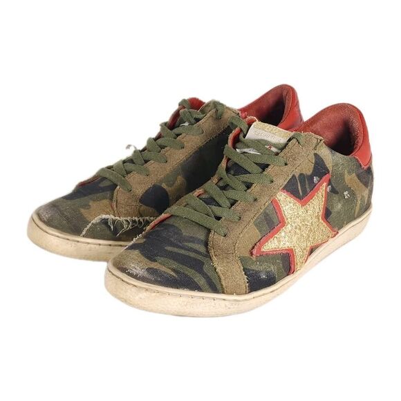 Freebird By Steven Women's Fb927 US10 Camo Red Distressed Casual Sneakers - Picture 1 of 16